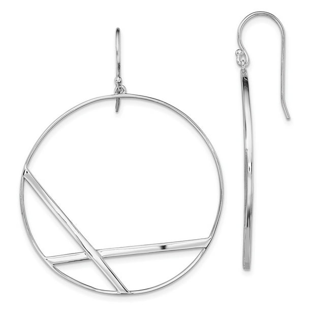 FB Jewels Solid Sterling Silver Rhodium Plated Polished Hoop Earrings FB Jewels Solid Sterling Silver Rhodium Plated Polished Hoop Earrings